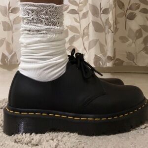 Dr. Martens Black Oxfords with Yellow Stitching